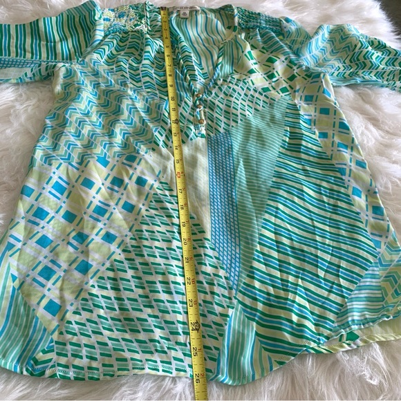 Banana Republic tunic light greens and blues, mixed pattern XS summer top - Picture 4 of 11